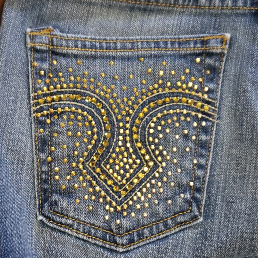 Machine Rhinestone Bootcut Jeans - Picture 9 of 10